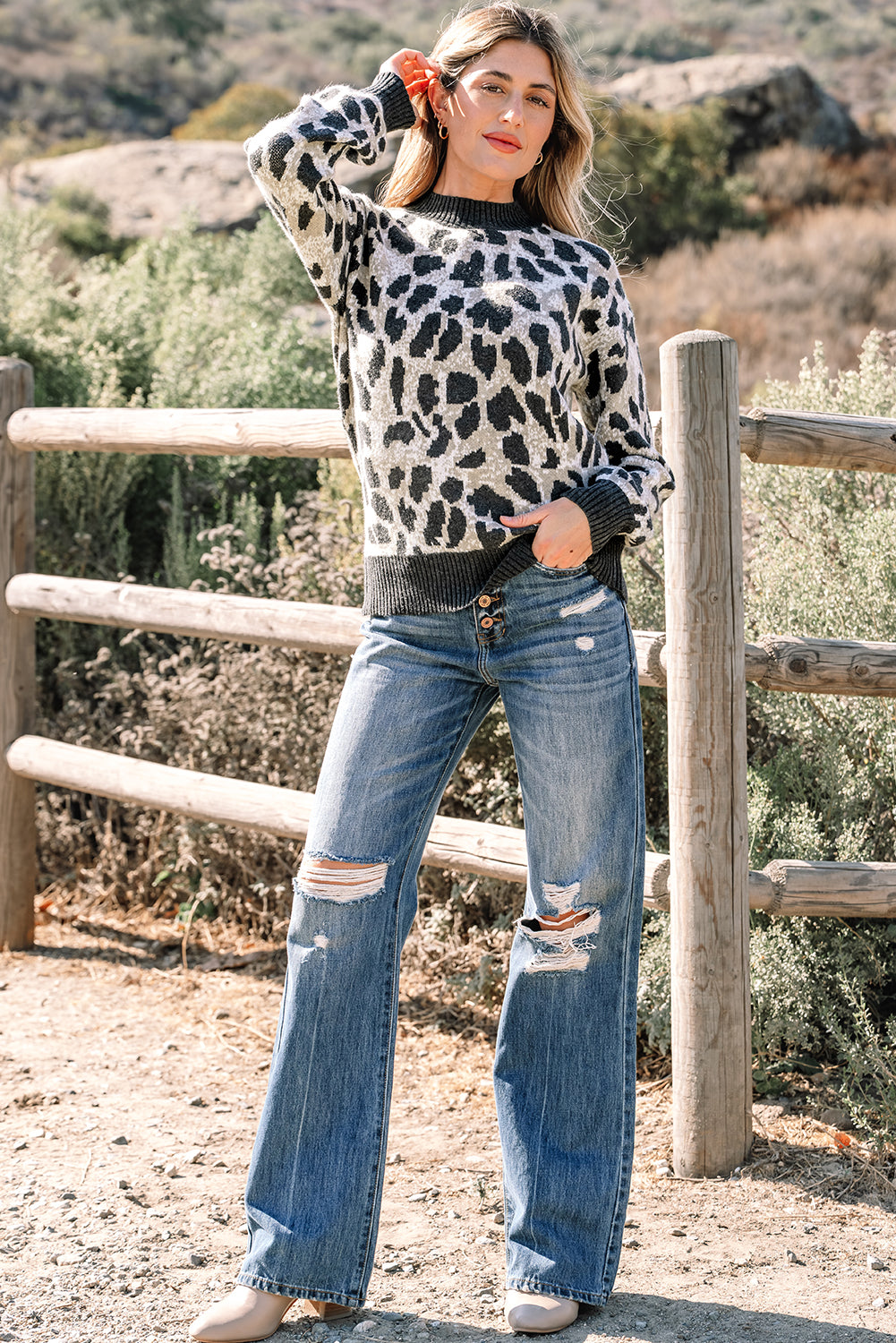 Carbon Grey Leopard Sweater