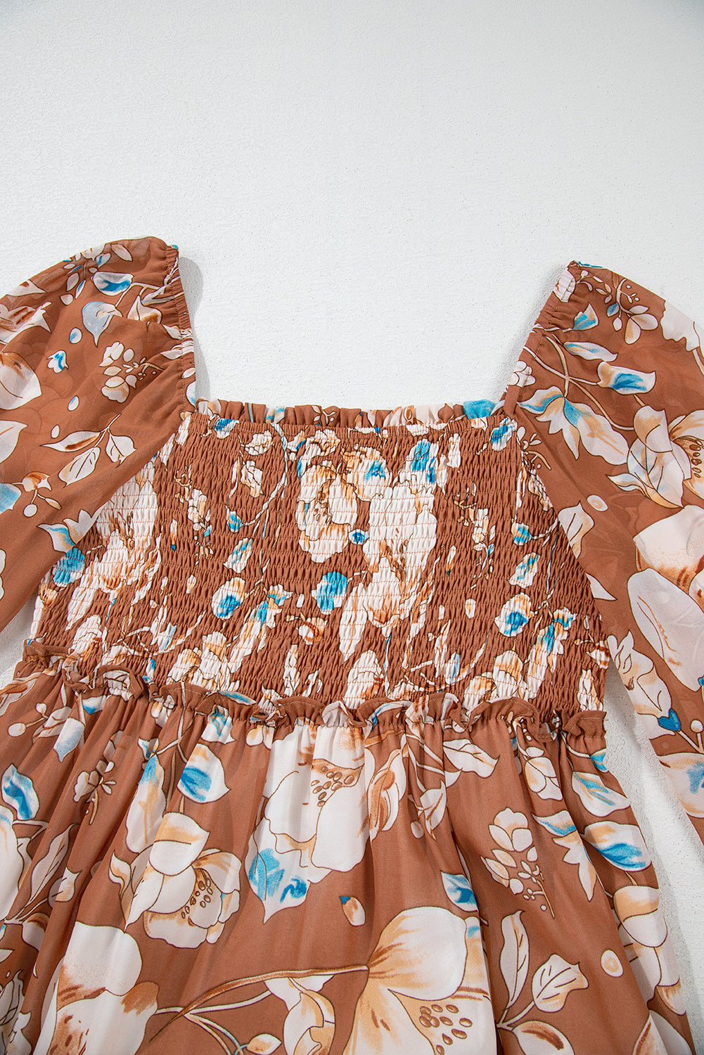 Brown Floral Print Maxi Dress