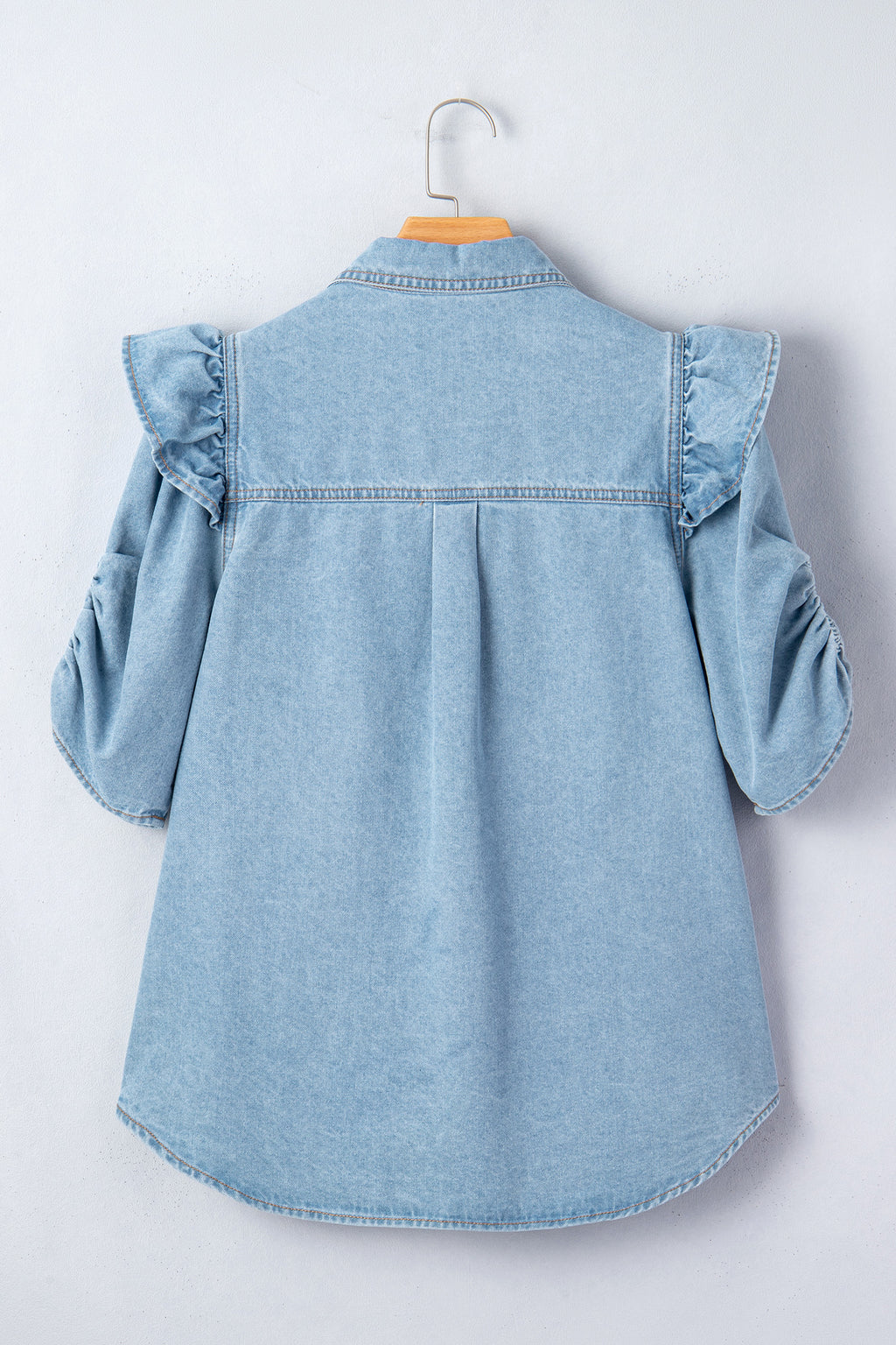 Ruffle Detail Denim Shirt
