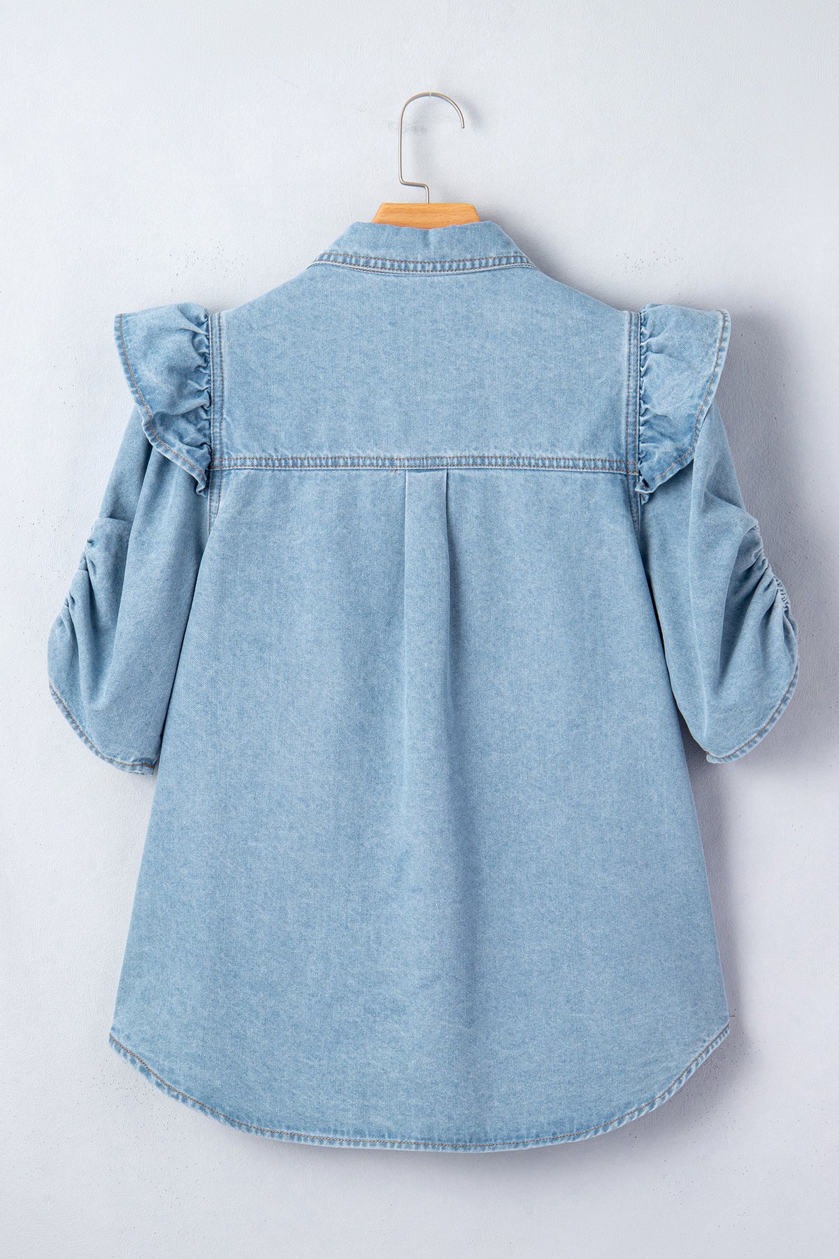 Ruffle Detail Denim Shirt