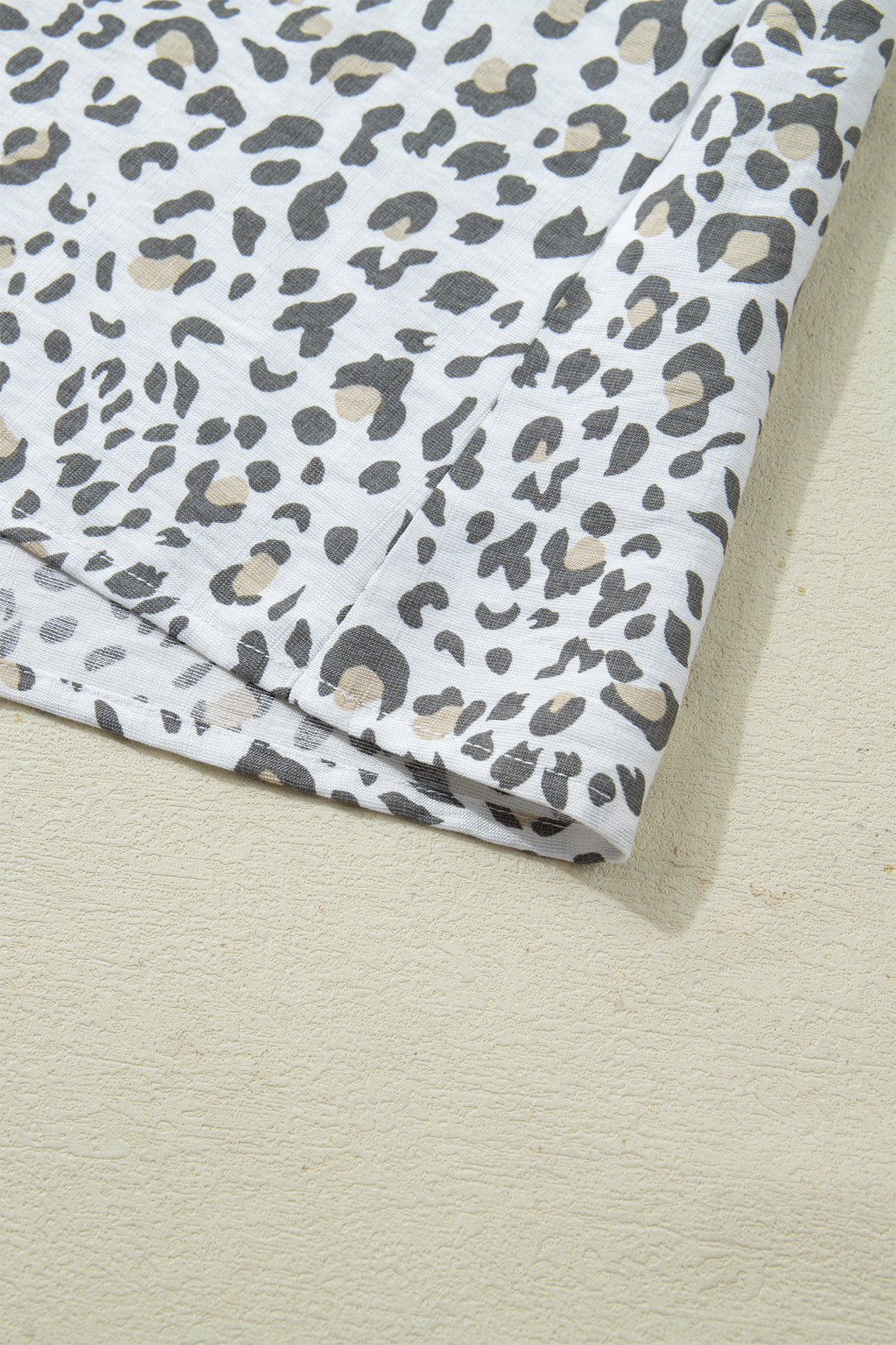 White Leopard Printed Cap Sleeve Blouse