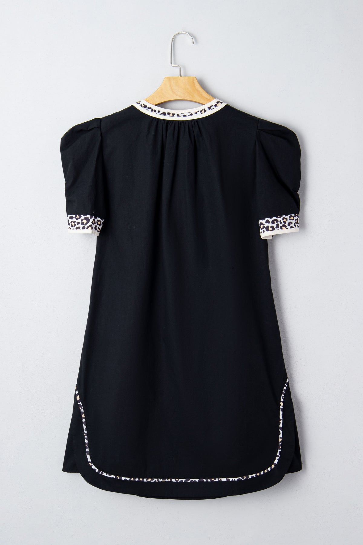 Black Leopard Short Sleeve Dress