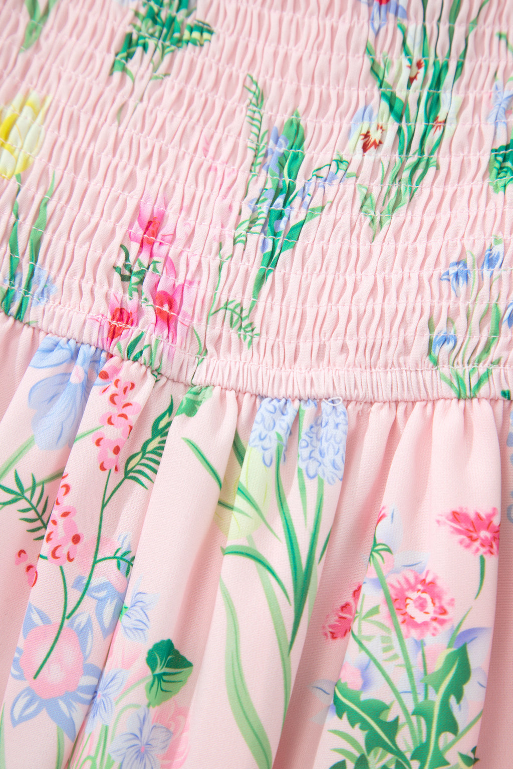 Floral Print Contrast Trim Self-tie Straps Dress