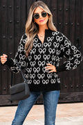 Black Cute Bow Pattern Sweater