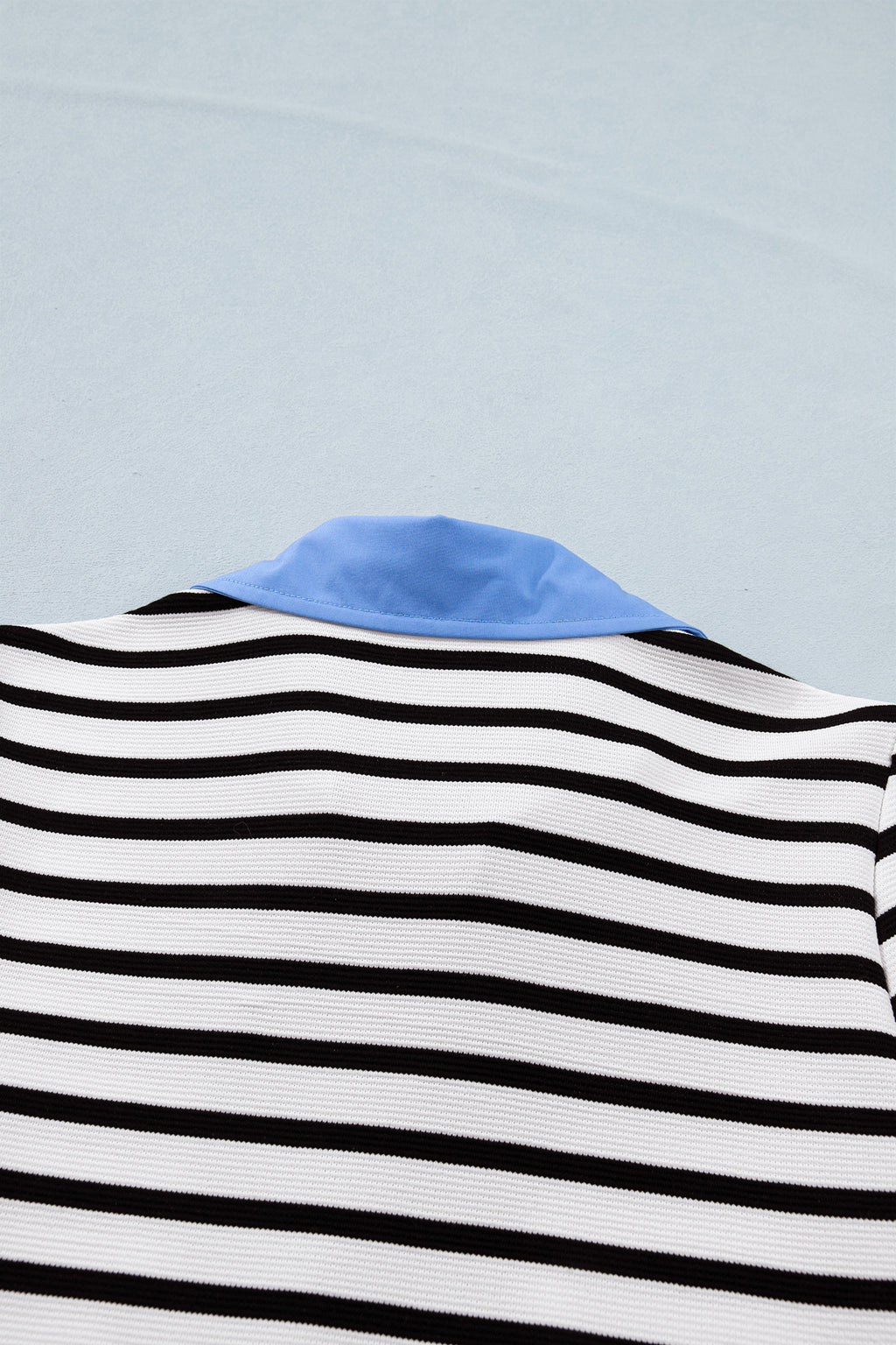 Black Stripe Short Puff Sleeve Blouse