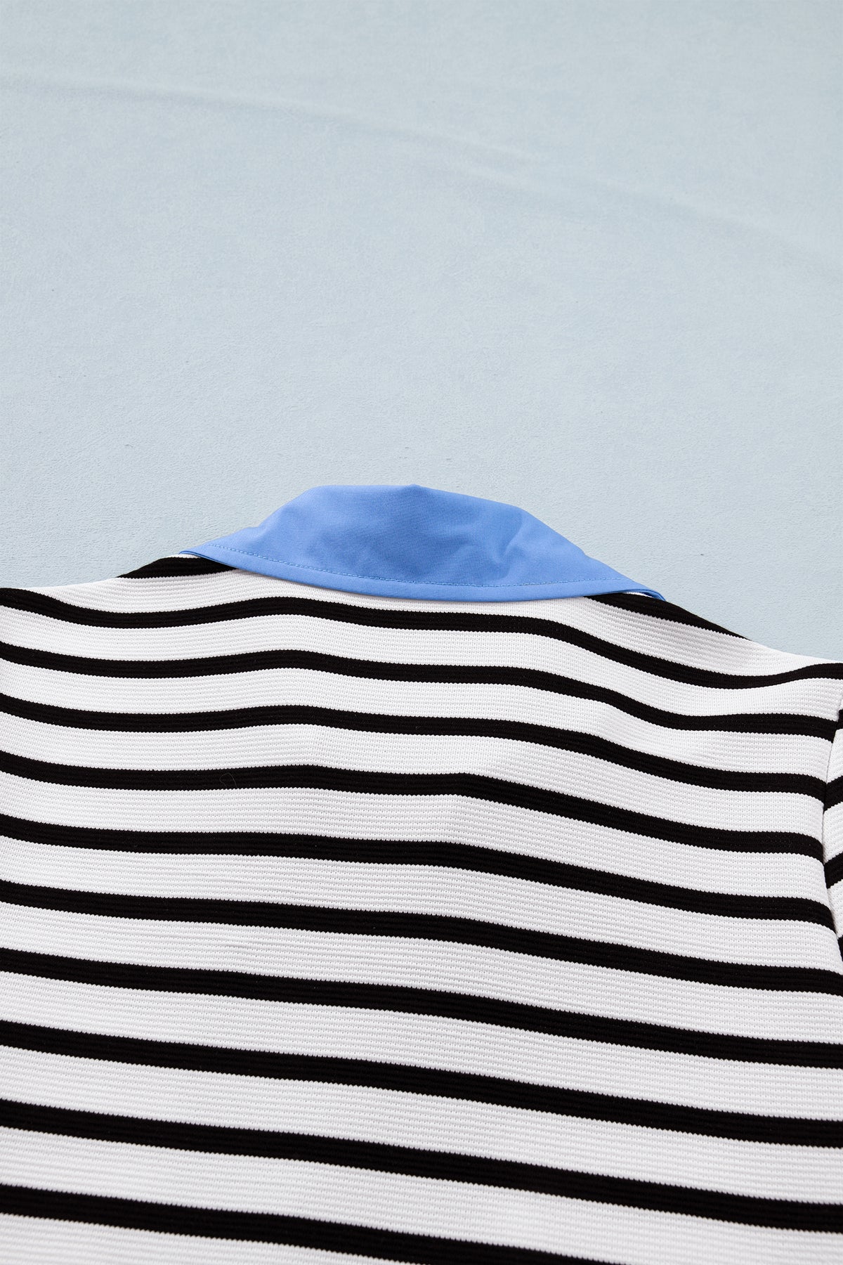 Black Stripe Short Puff Sleeve Blouse
