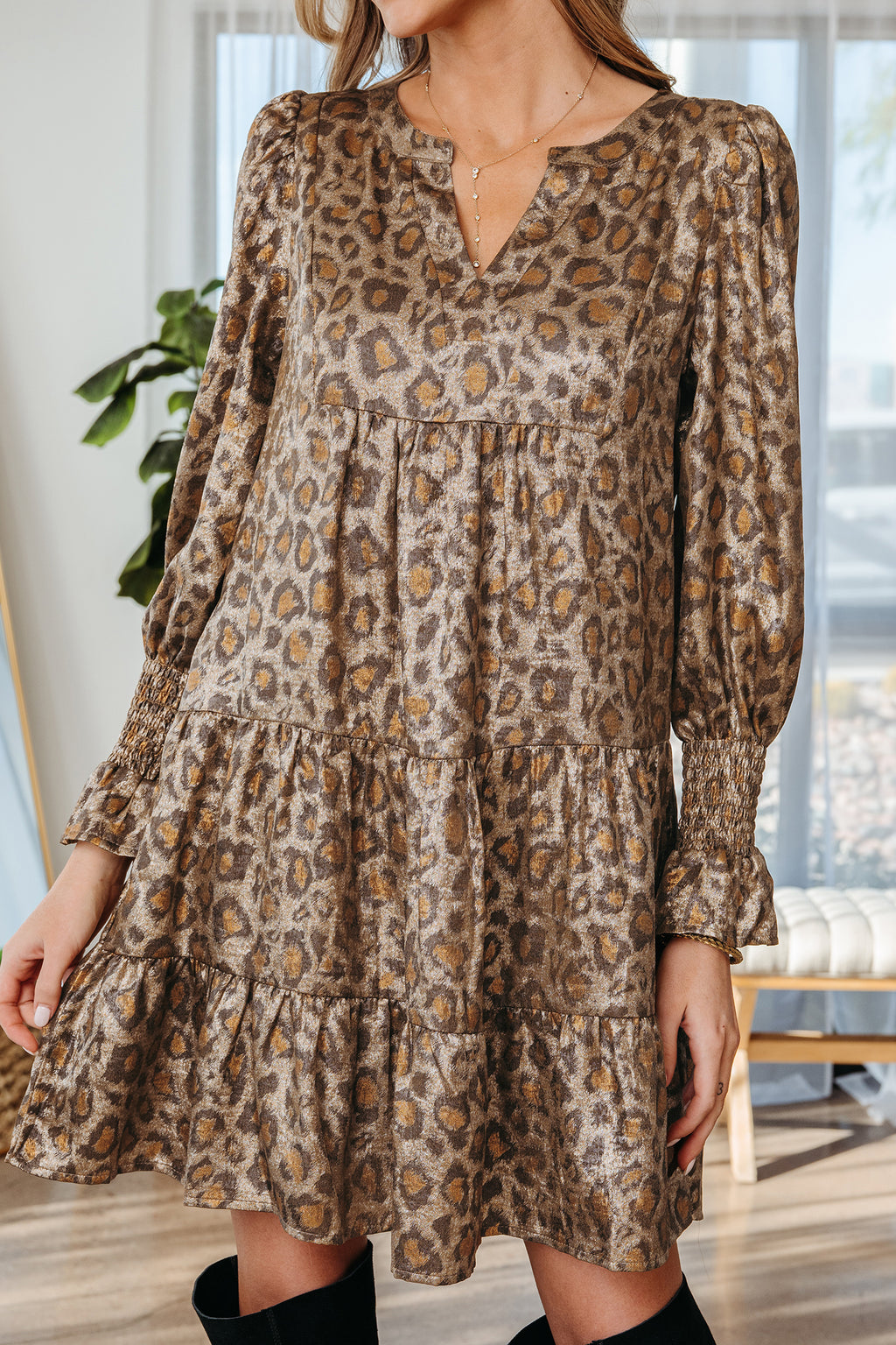 Khaki Leopard Print Dress
