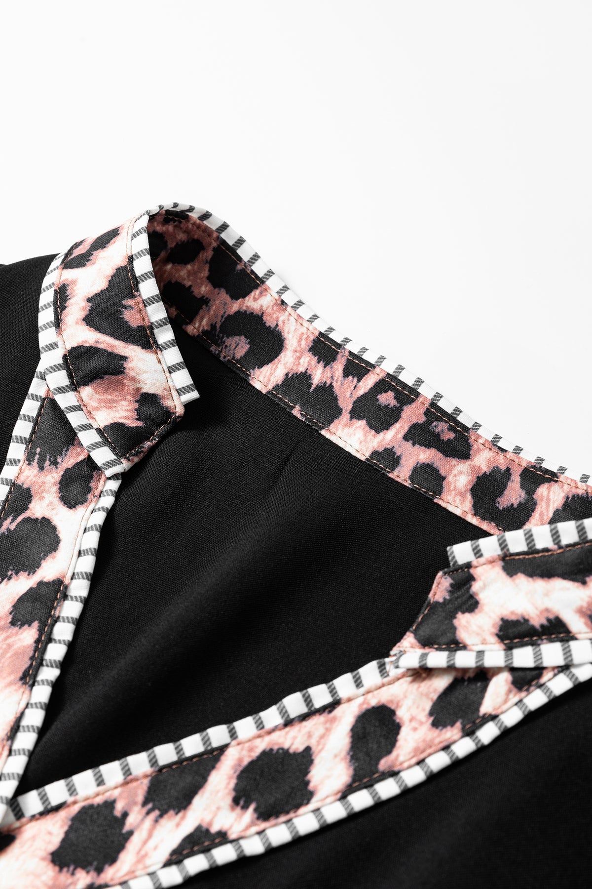 Leopard Trim Button Down Shirt