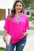 Plus Size Leopard Accent Short Sleeve Top