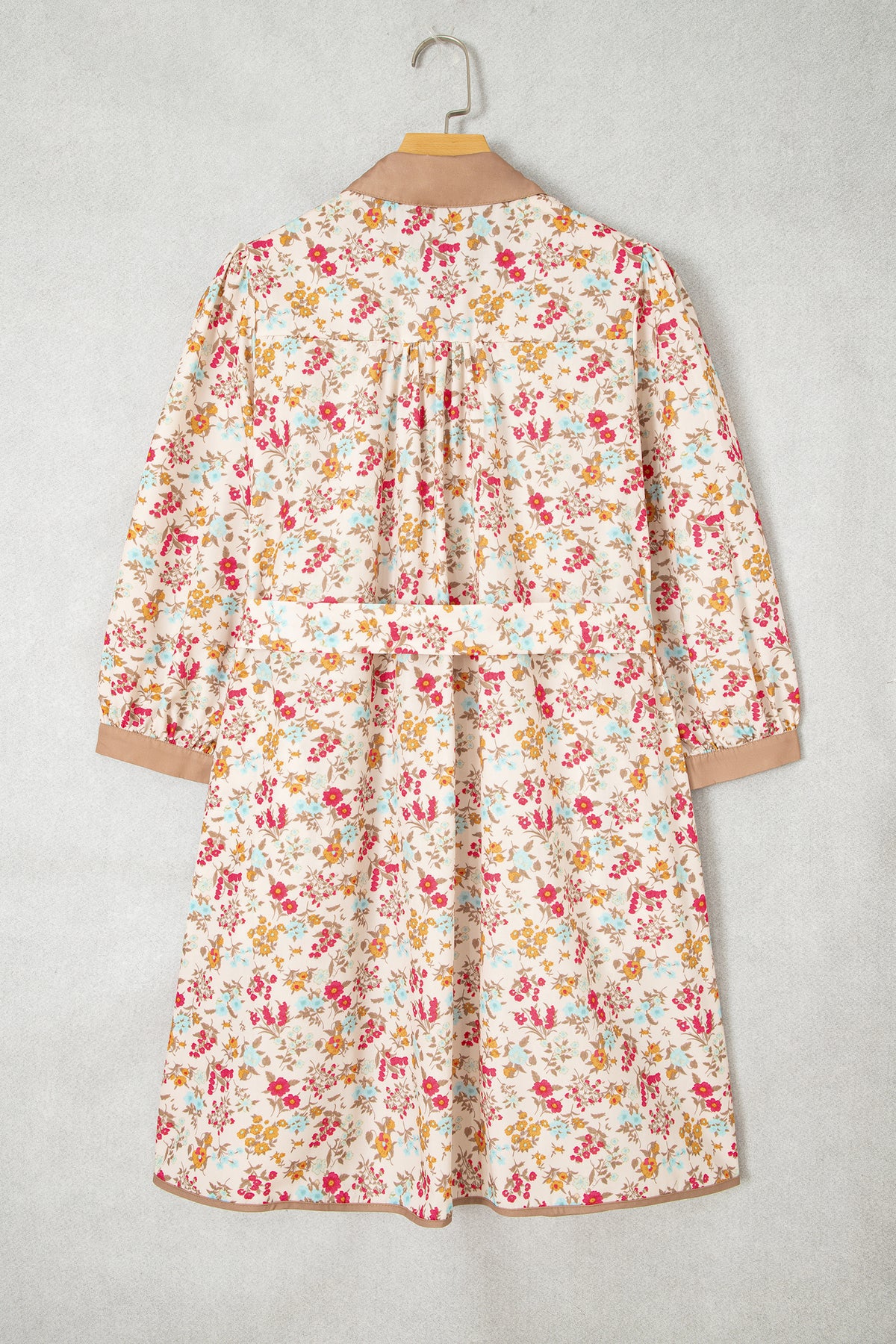 Orange Floral Belted Dress