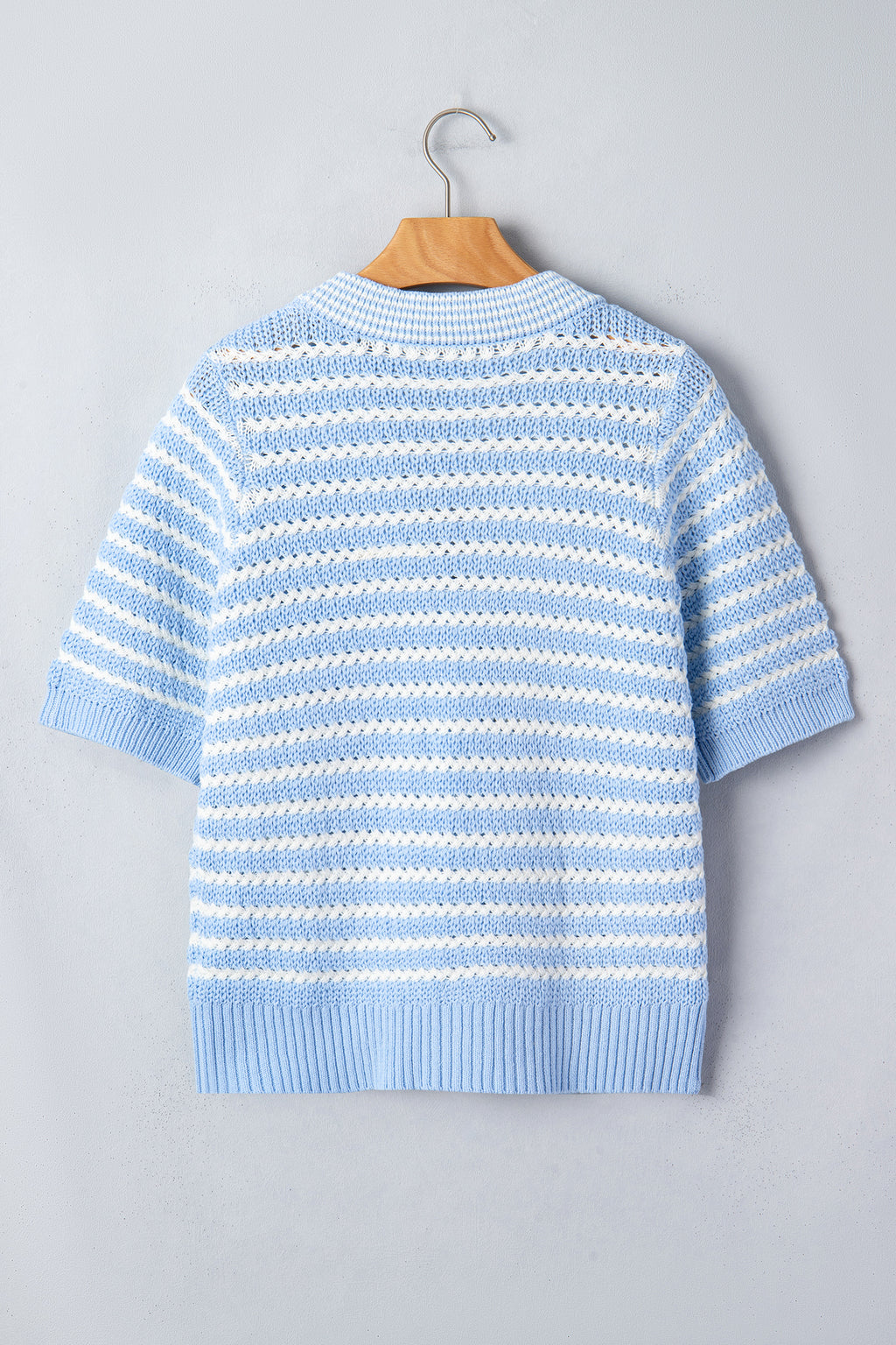 Sky Blue Stripe Bow Knot Sweater