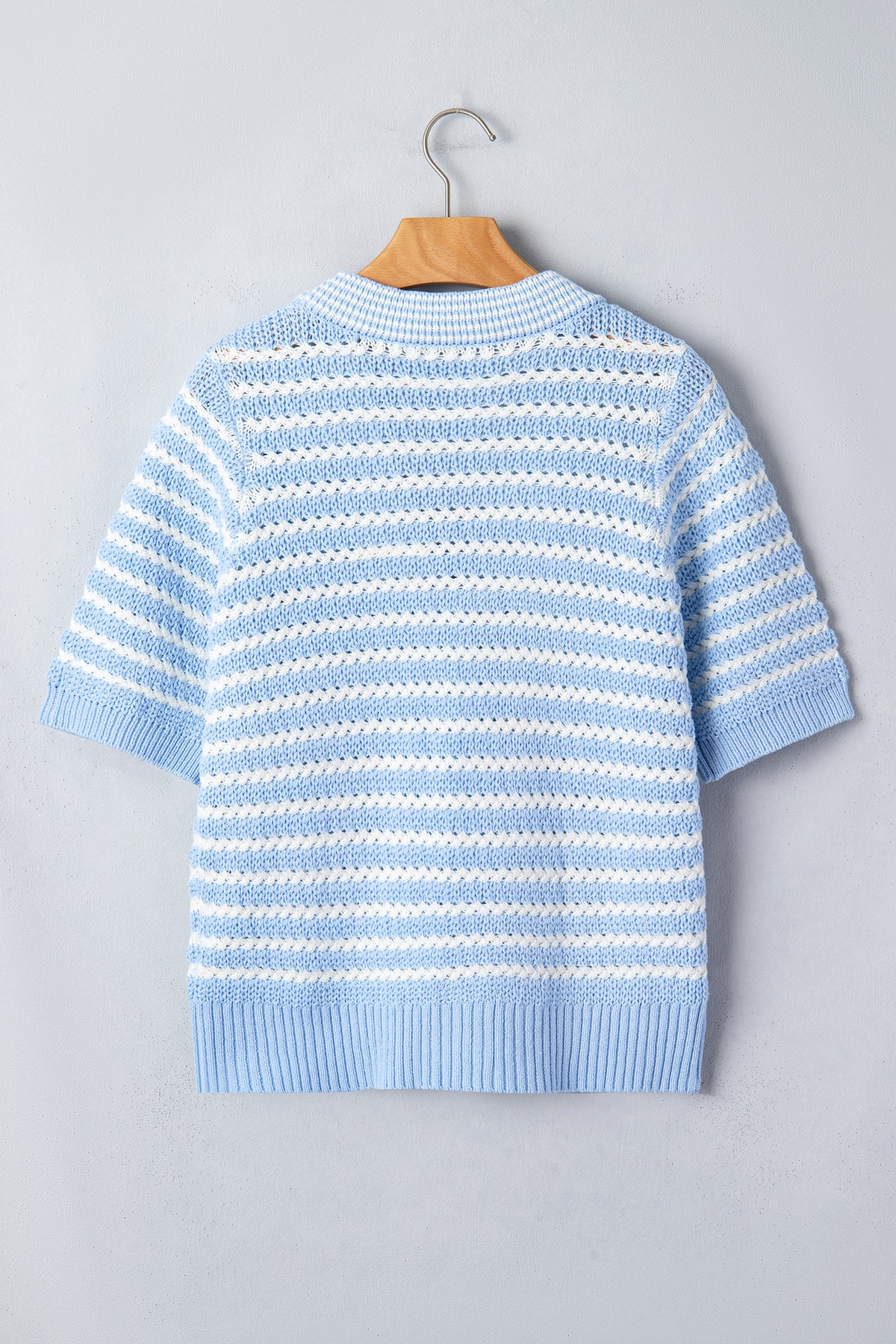 Sky Blue Stripe Bow Knot Sweater