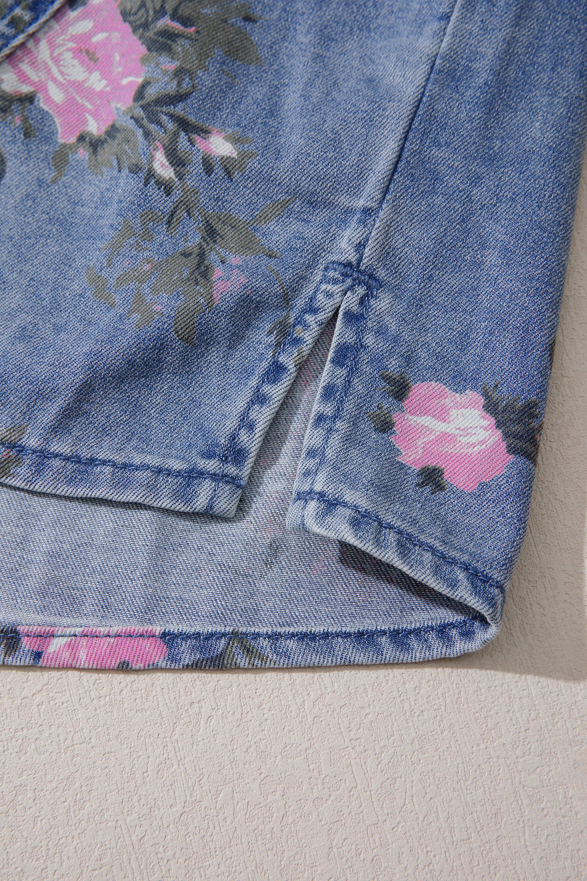 Blue Floral Denim Shirt