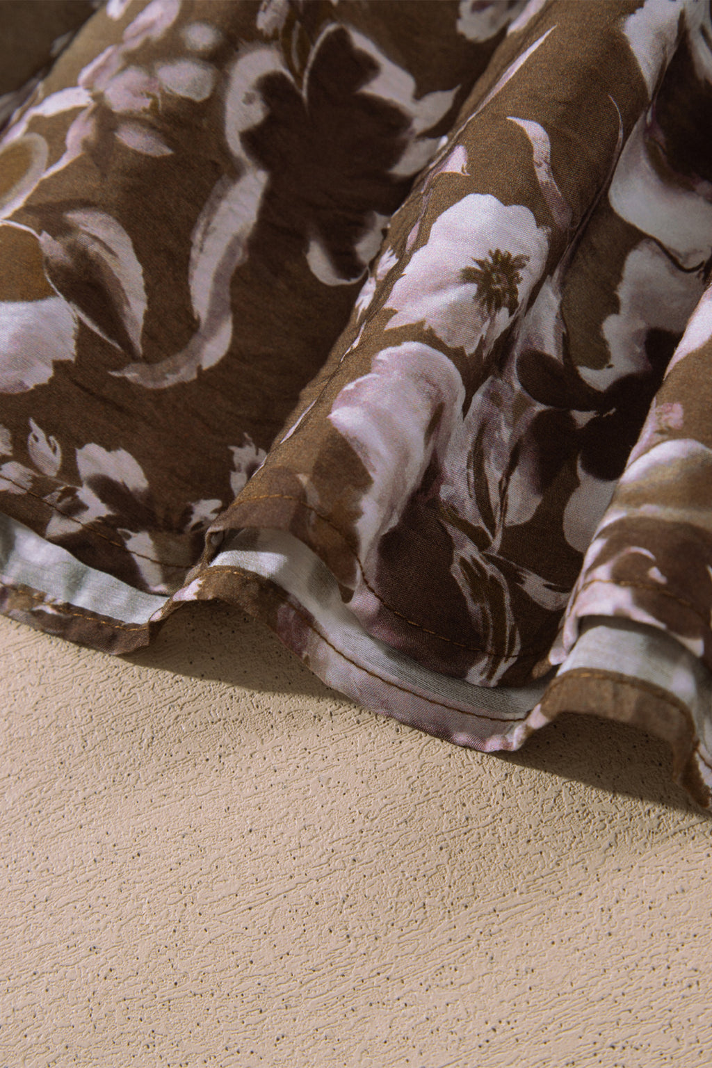 Brown Floral Print Square Neck Dress