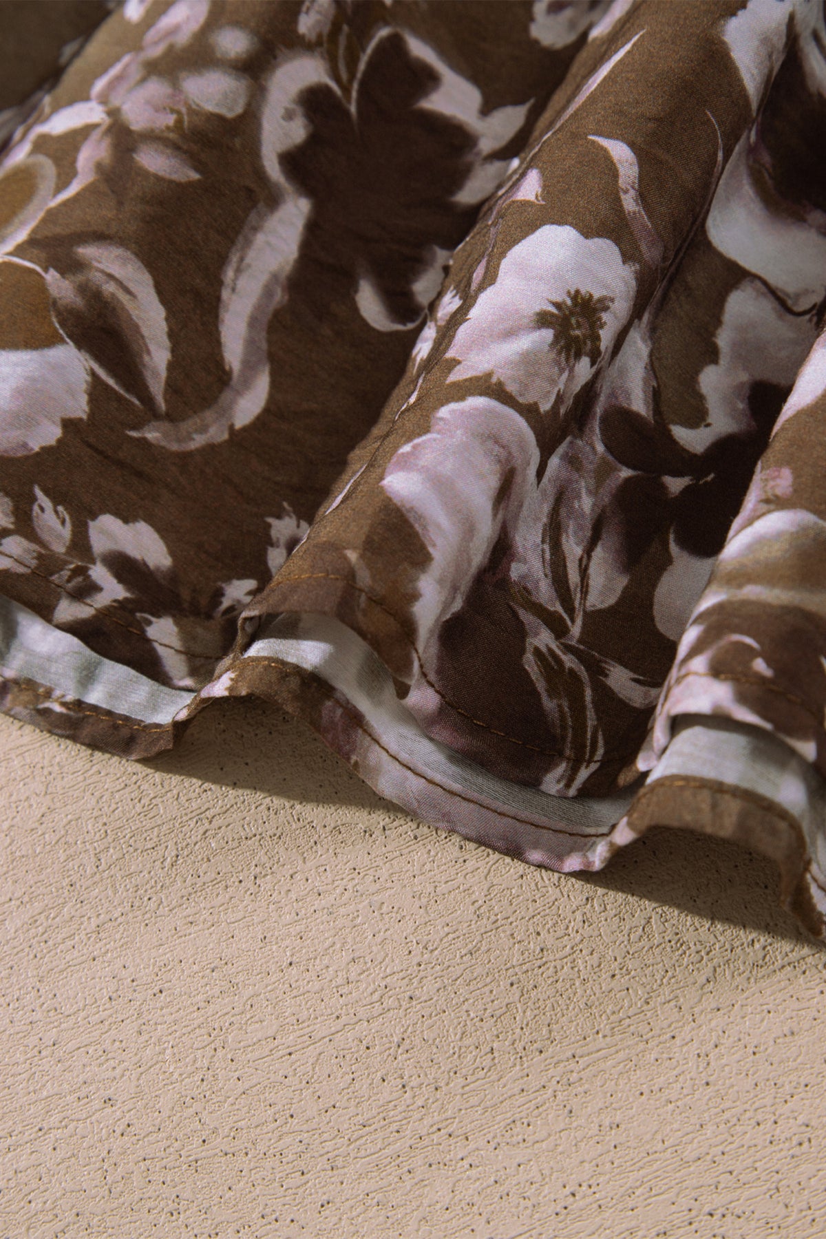 Brown Floral Print Square Neck Dress