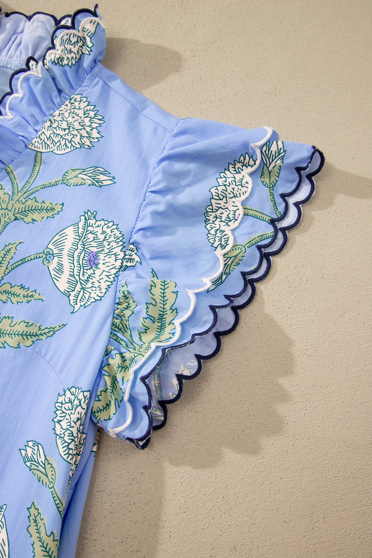 Floral Print Scalloped Embroidery Dress