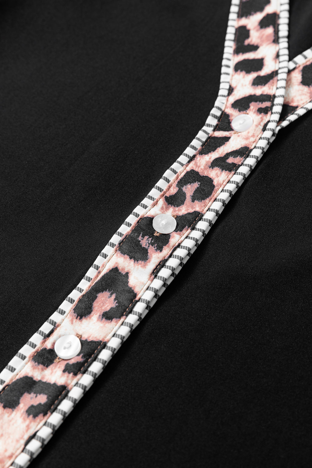 Leopard Trim Button Down Shirt