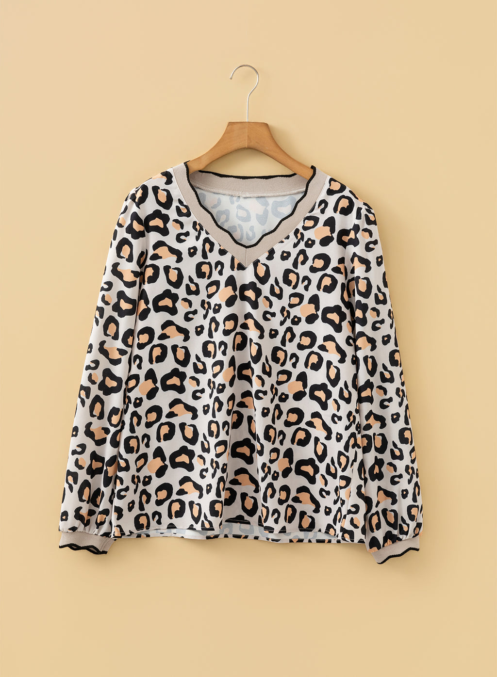 Leopard Print Long Sleeve Blouse