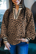Brown Leopard Print Long Sleeve Pullover