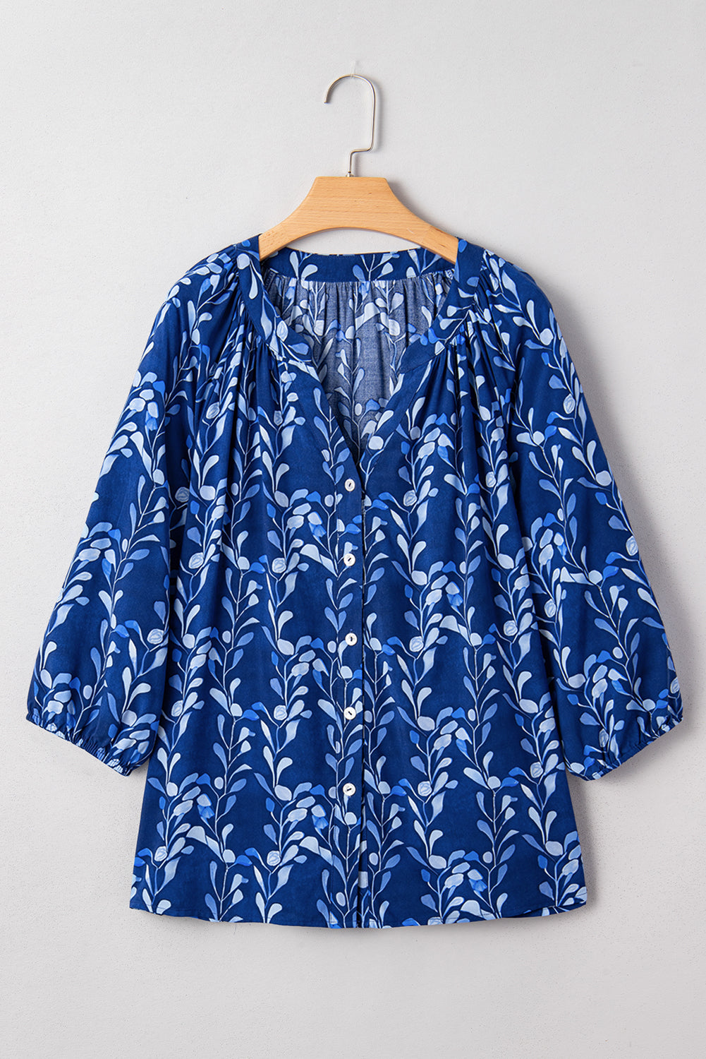 Blue Botanical Print Blouse