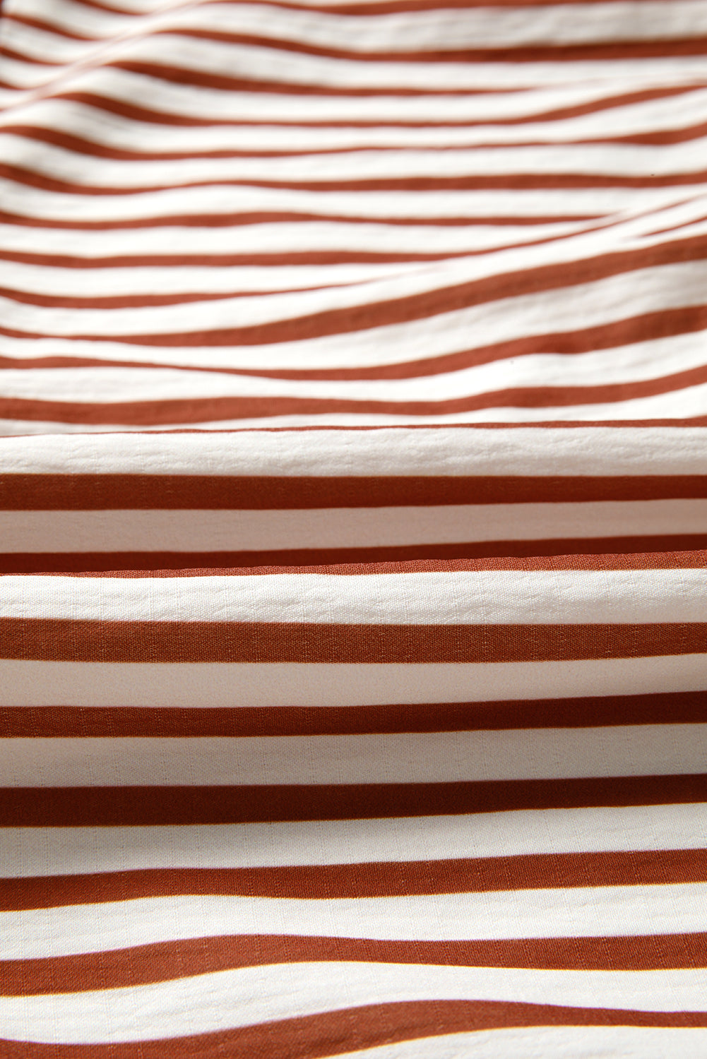 Brown Stripe Babydoll Long Sleeve Blouse