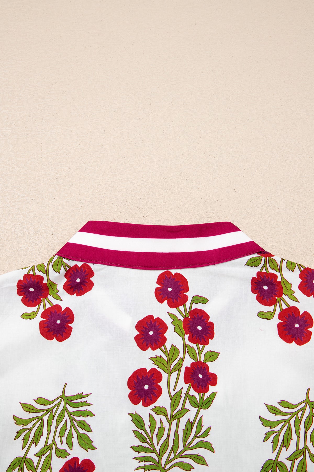 White Floral Short Bubble Sleeve Blouse