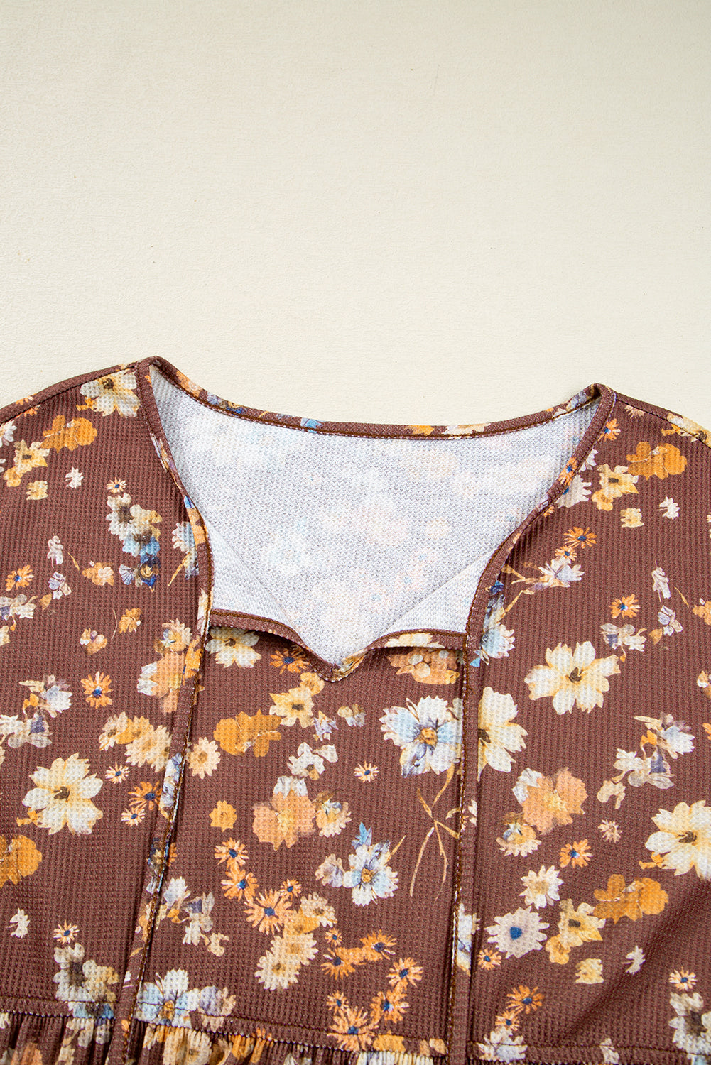 Plus Size Khaki Floral Long Sleeve Blouse