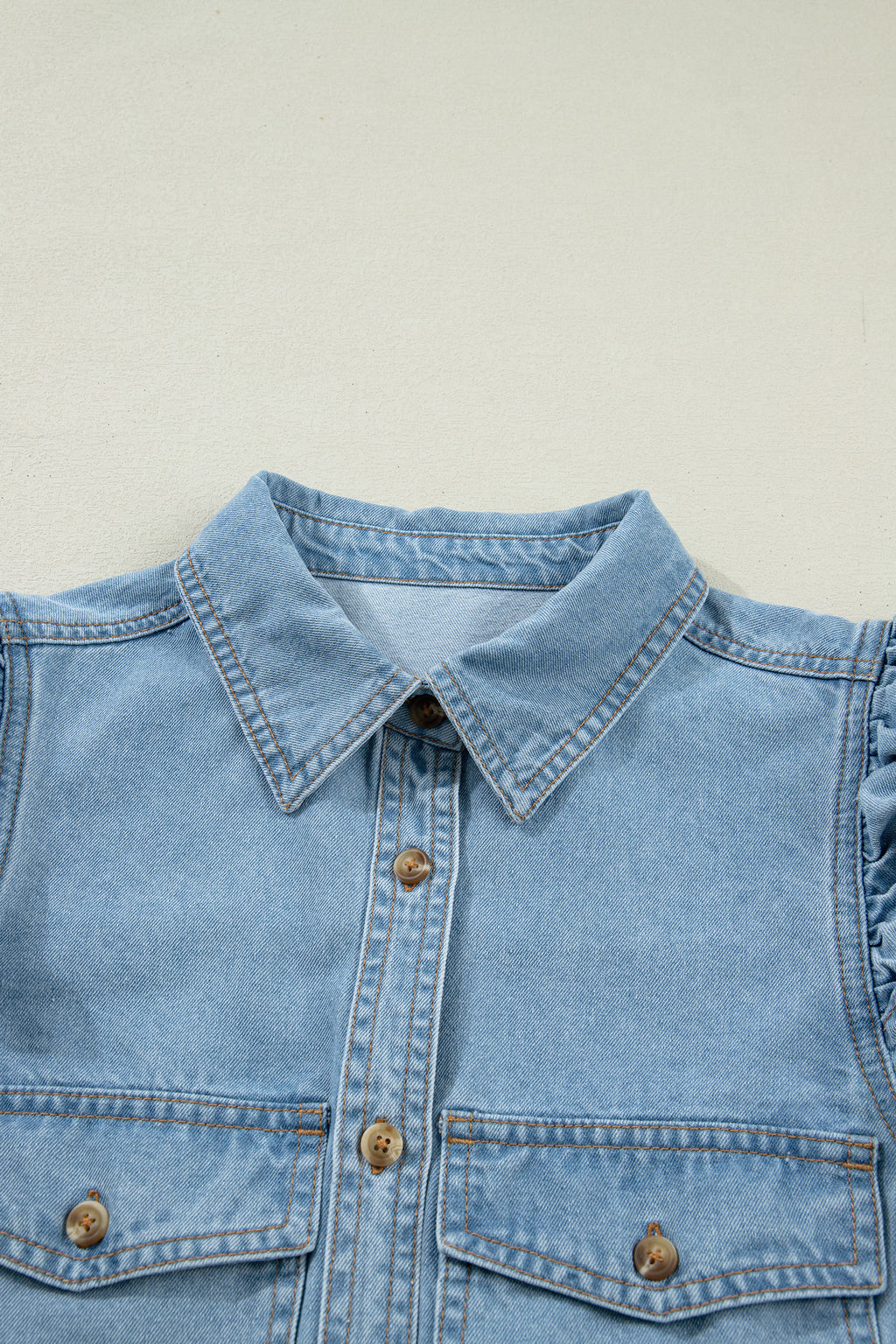 Ruffle Detail Denim Shirt