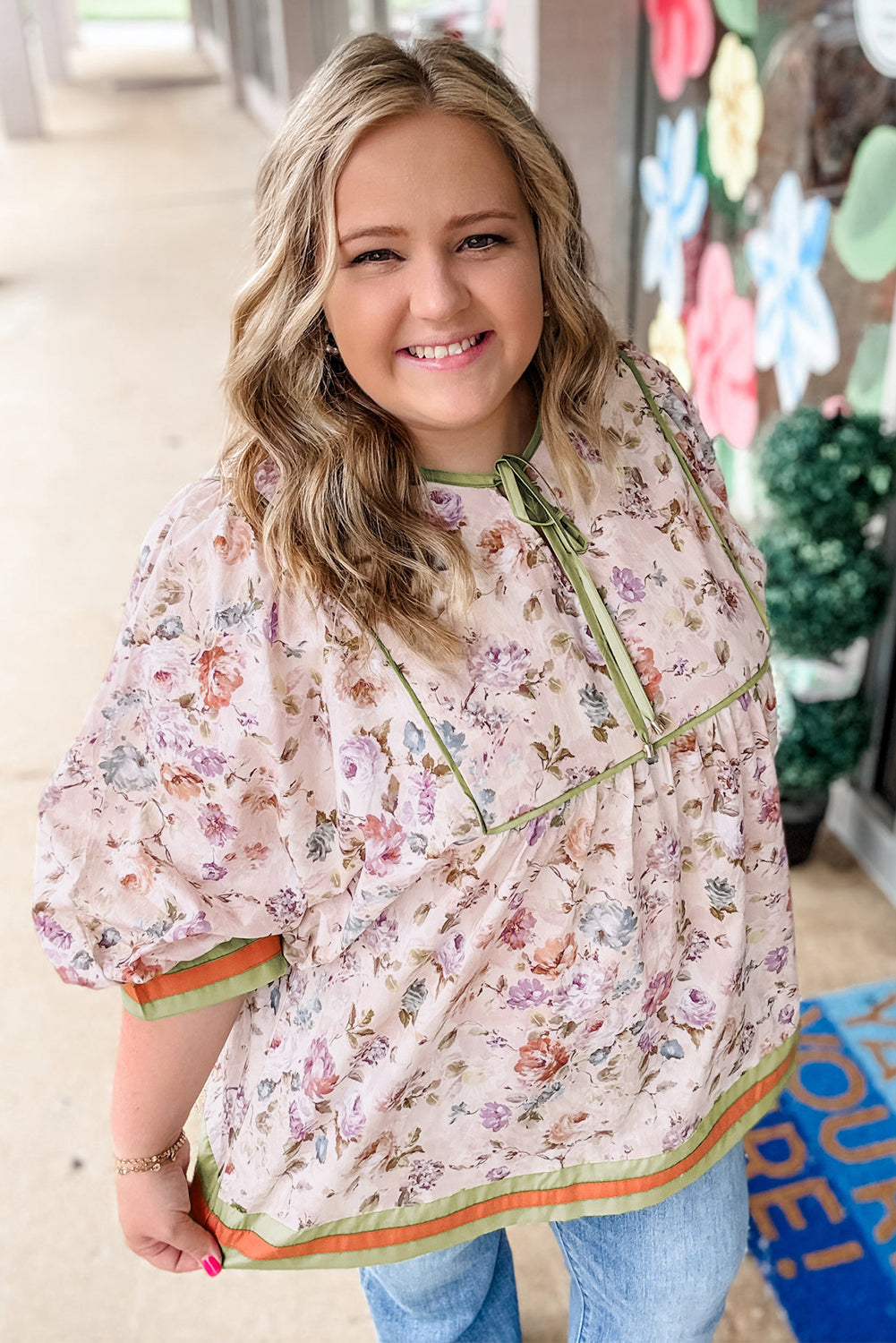 Plus Size Floral Print Blouse