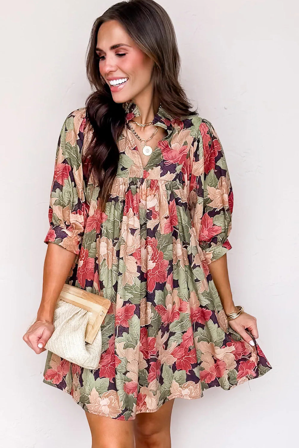 Green Floral Print Dress