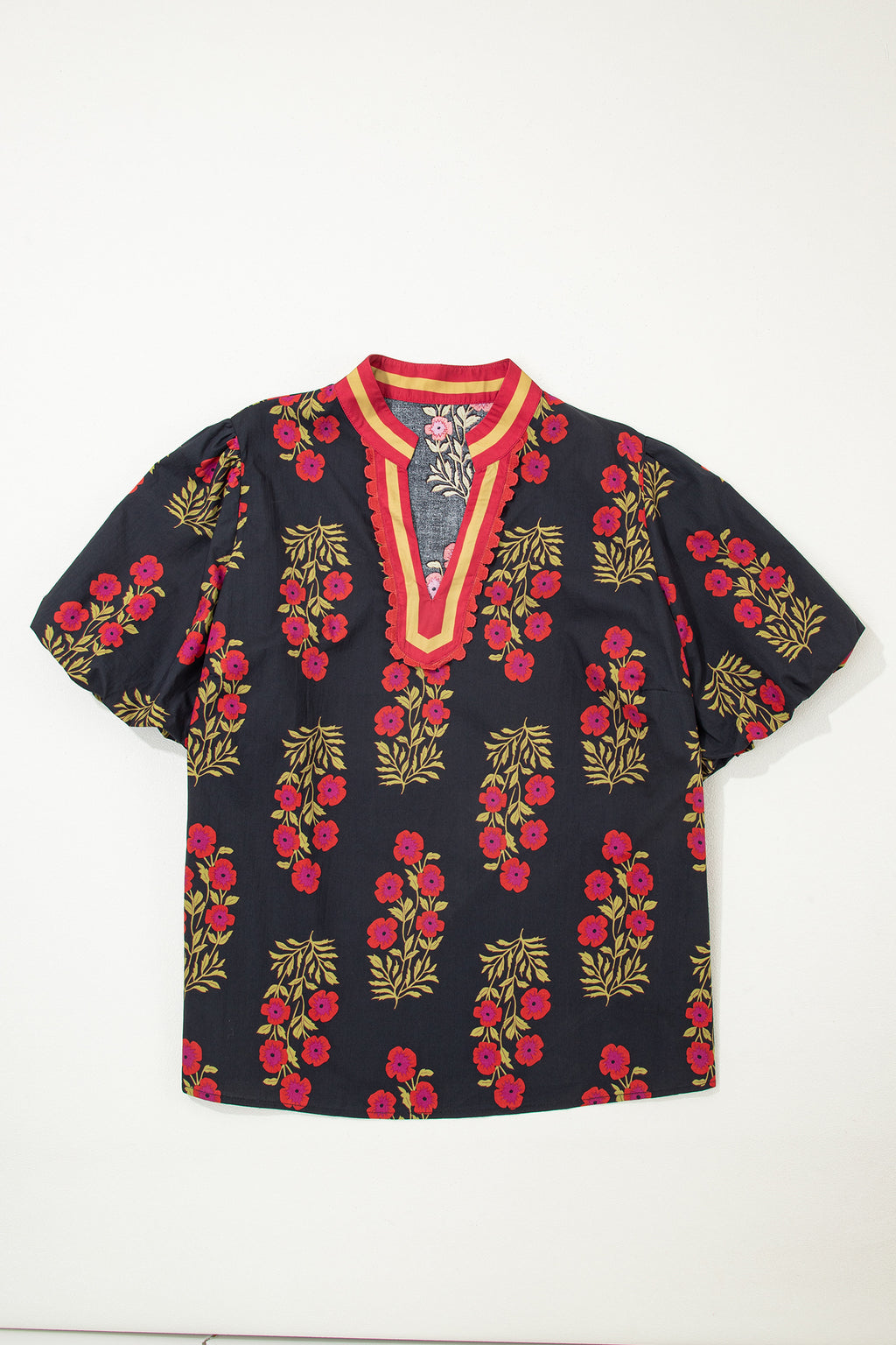 White Plus Size Floral Print Blouse