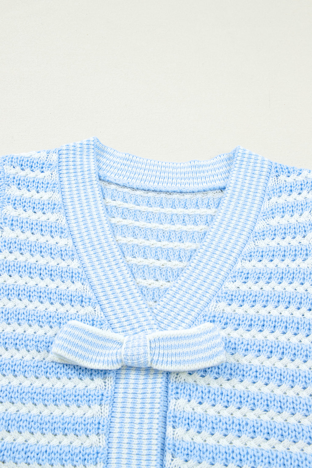 Sky Blue Stripe Bow Knot Sweater
