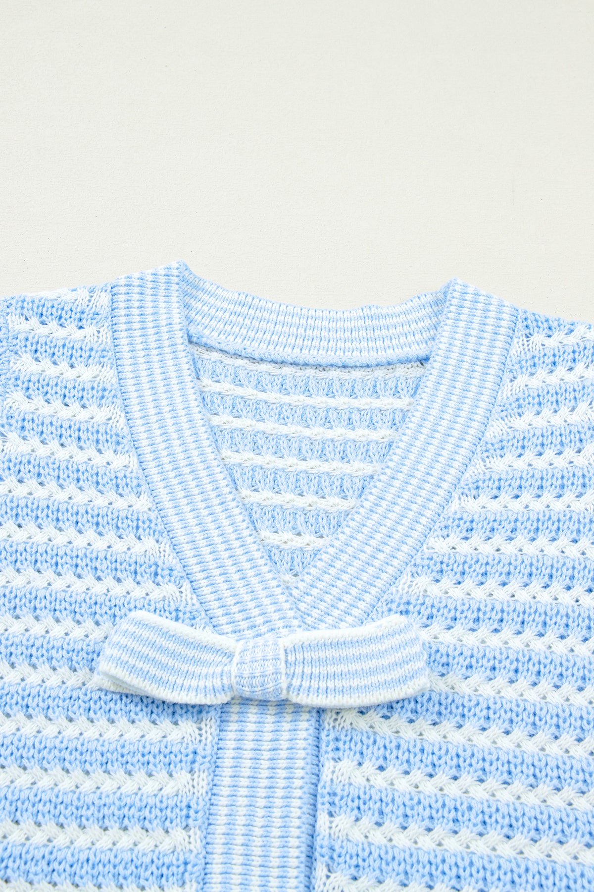 Sky Blue Stripe Bow Knot Sweater