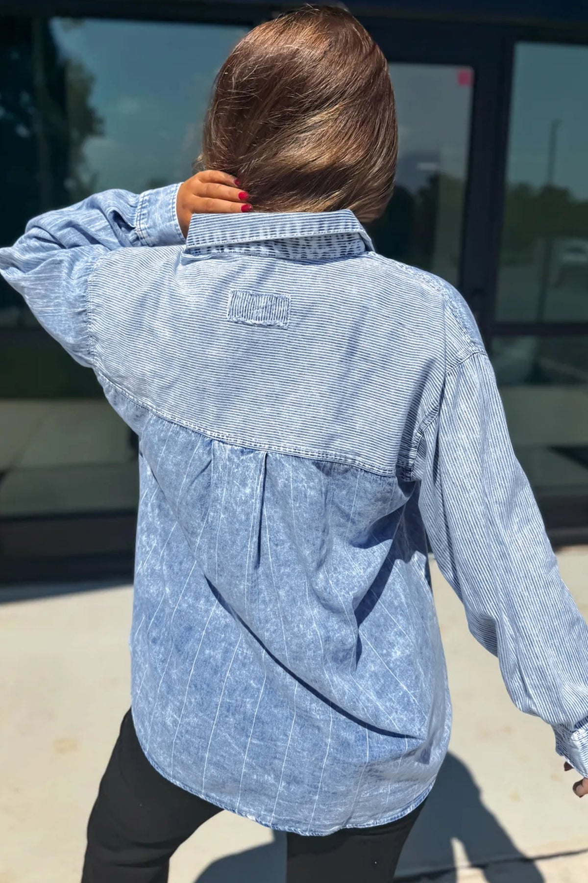 Stripe Vintage Washed Denim Shirt
