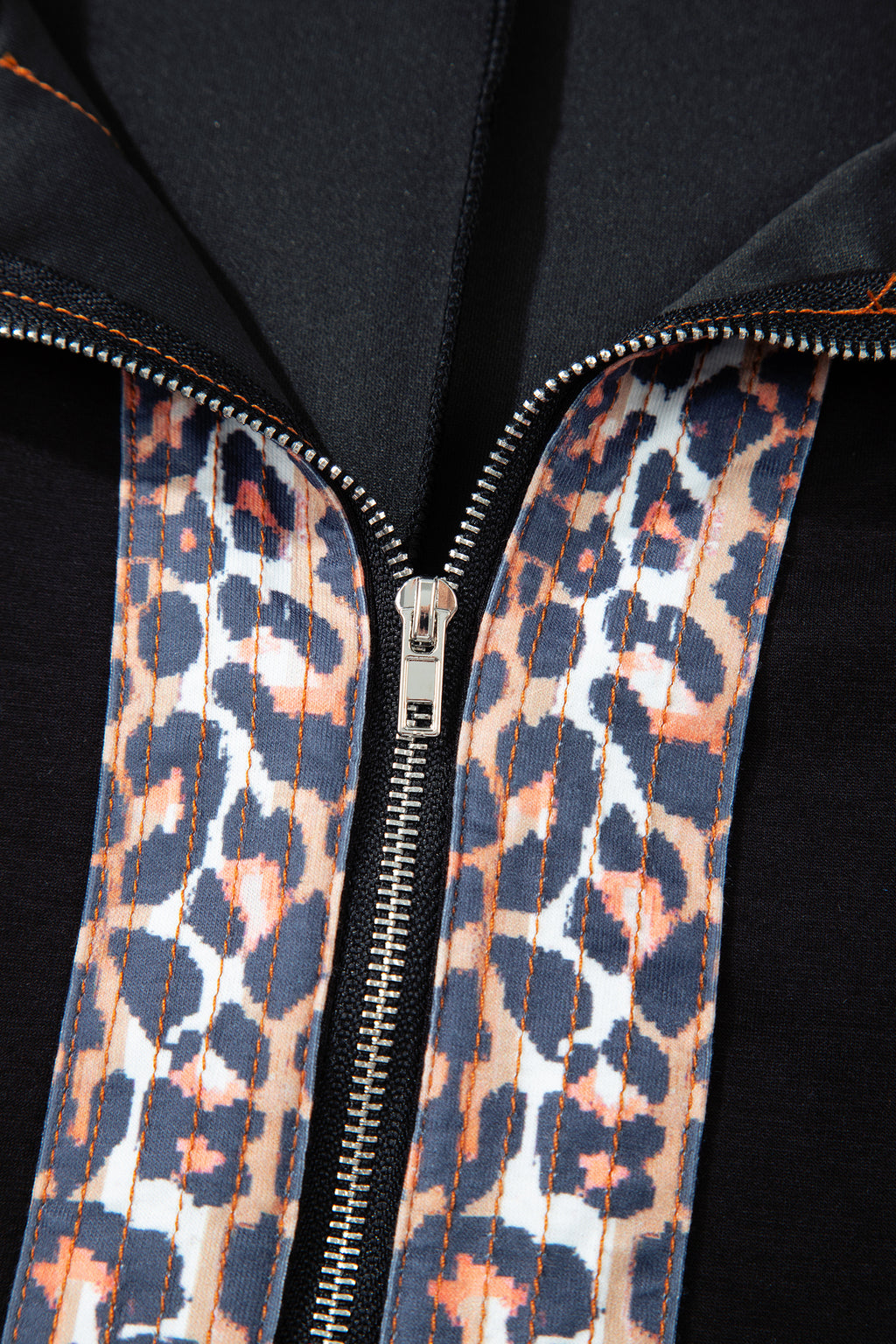 Black Plus Size Leopard Patchwork Top