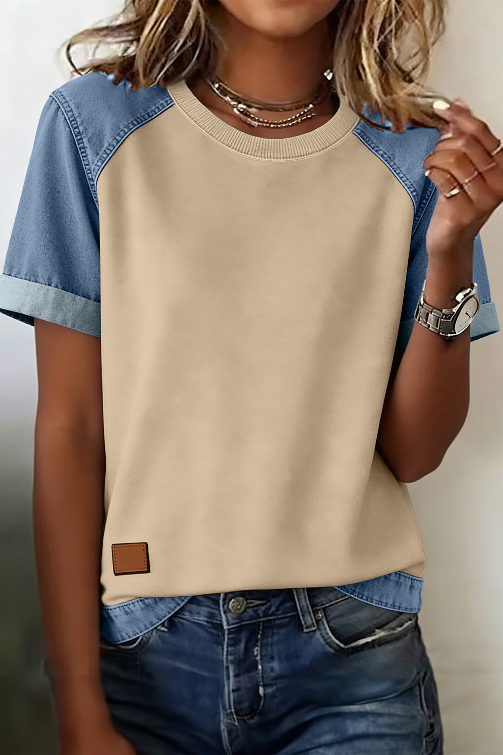Parchment Denim Round Neck Tee