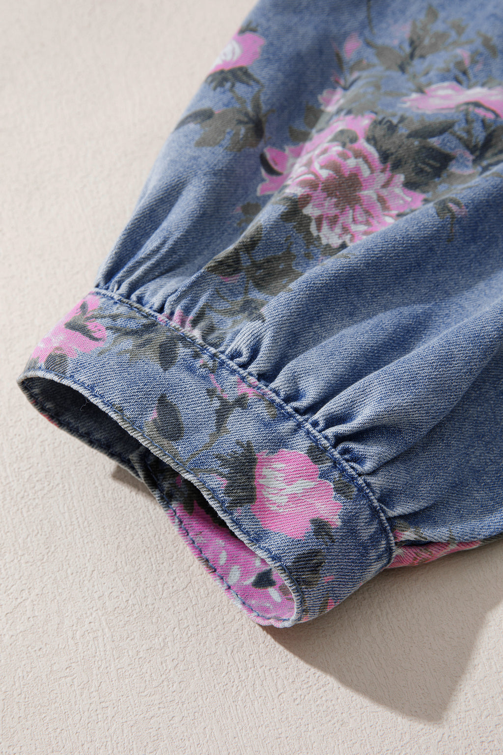 Blue Floral Denim Shirt