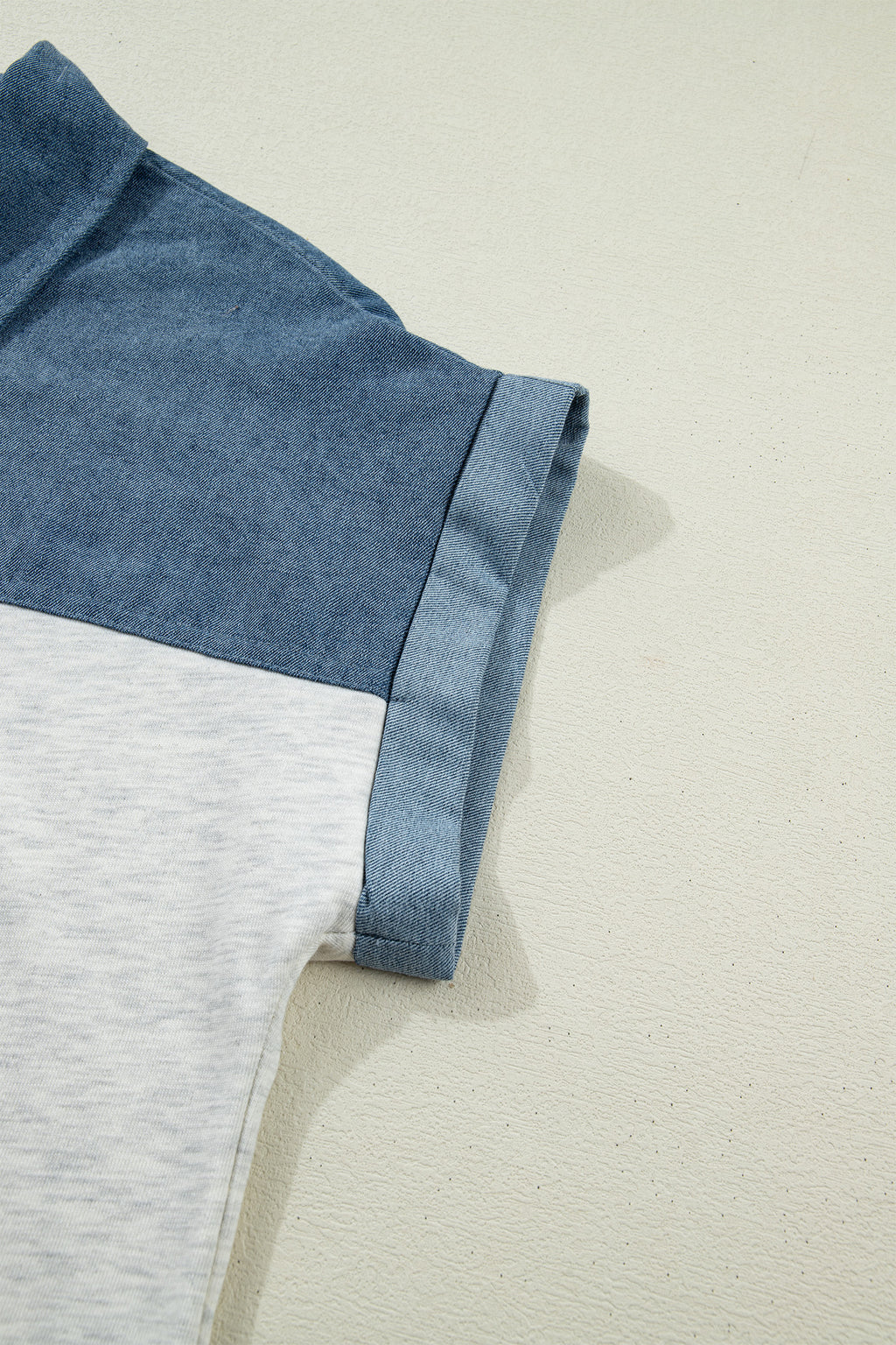 Denim Polo Collar Short Sleeve Top