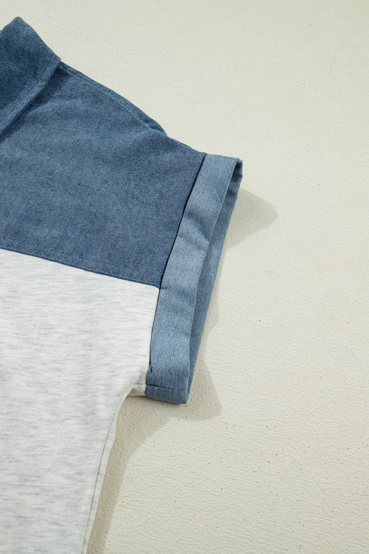 Denim Polo Collar Short Sleeve Top