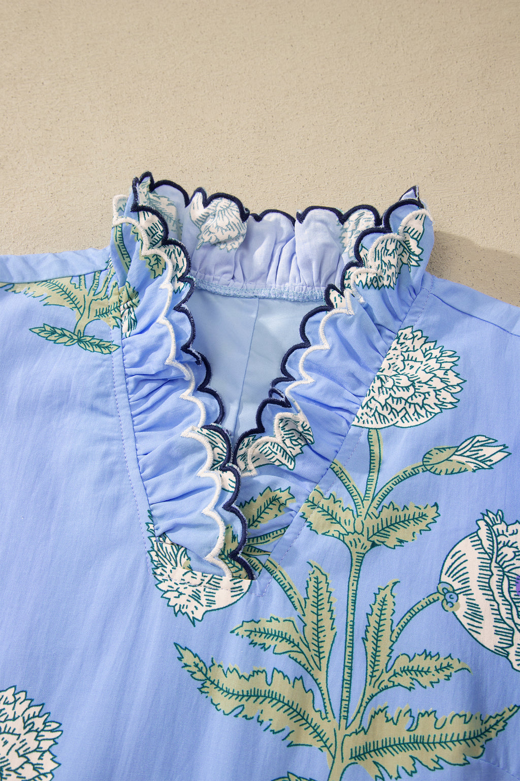 Floral Print Scalloped Embroidery Dress