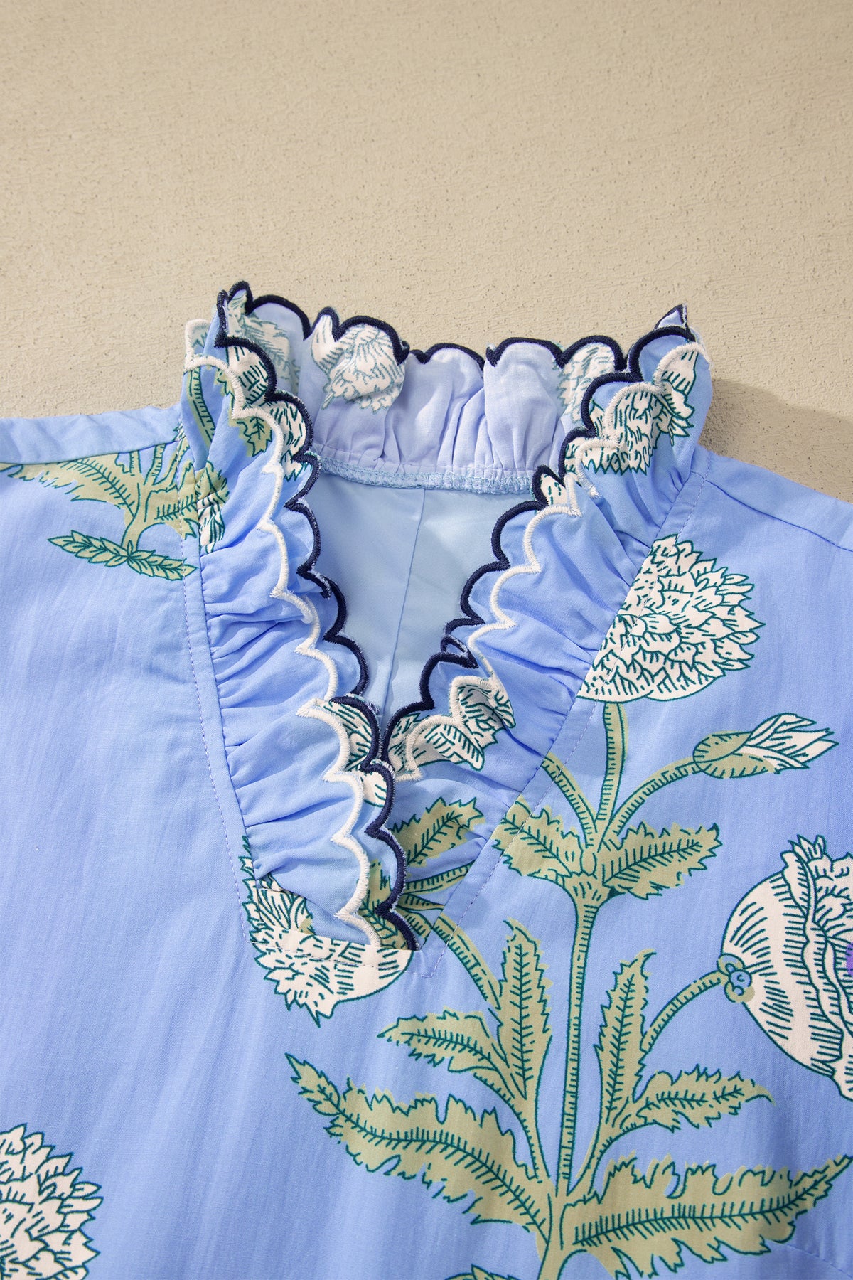 Floral Print Scalloped Embroidery Dress