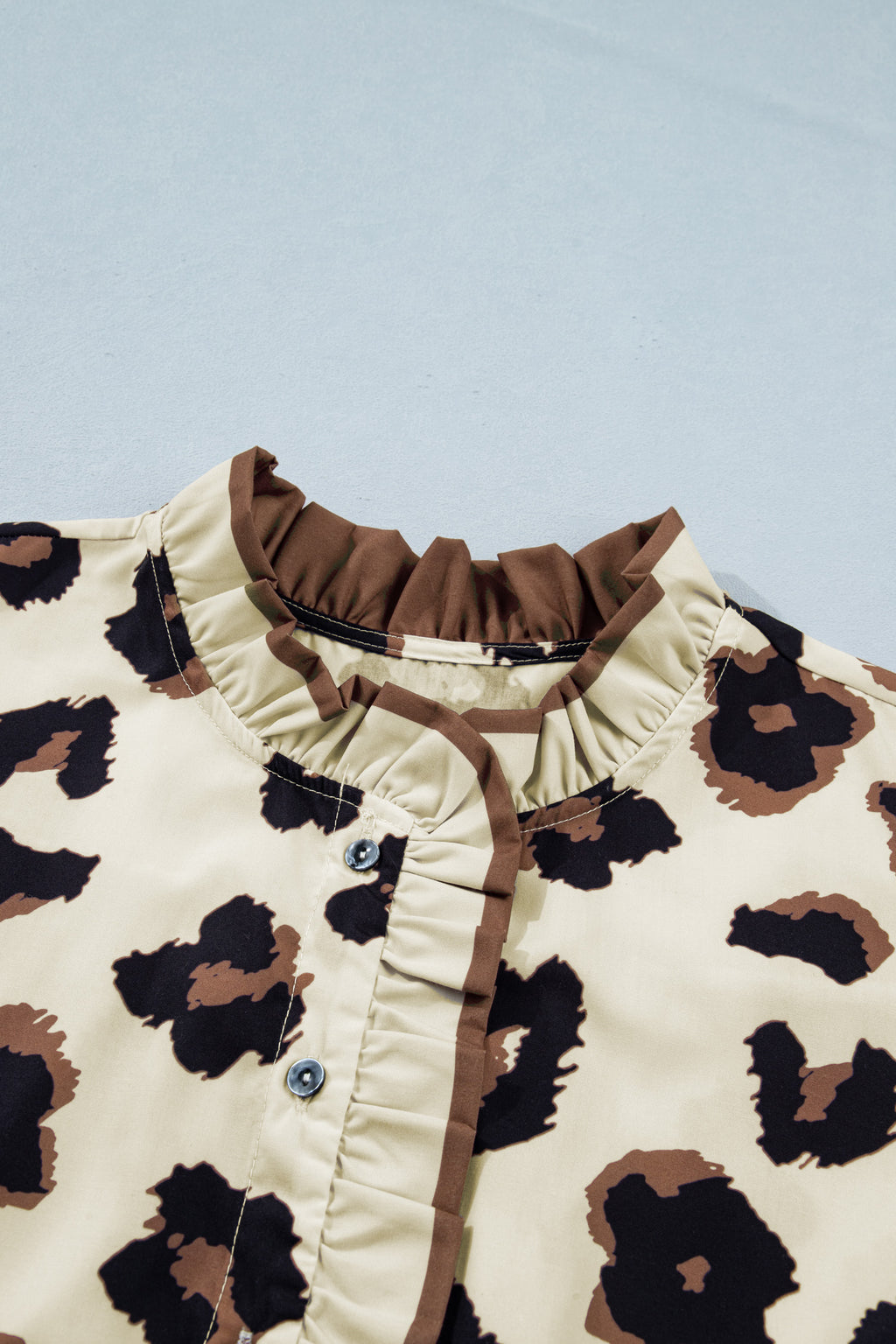 Khaki Plus Size Leopard Print Blouse