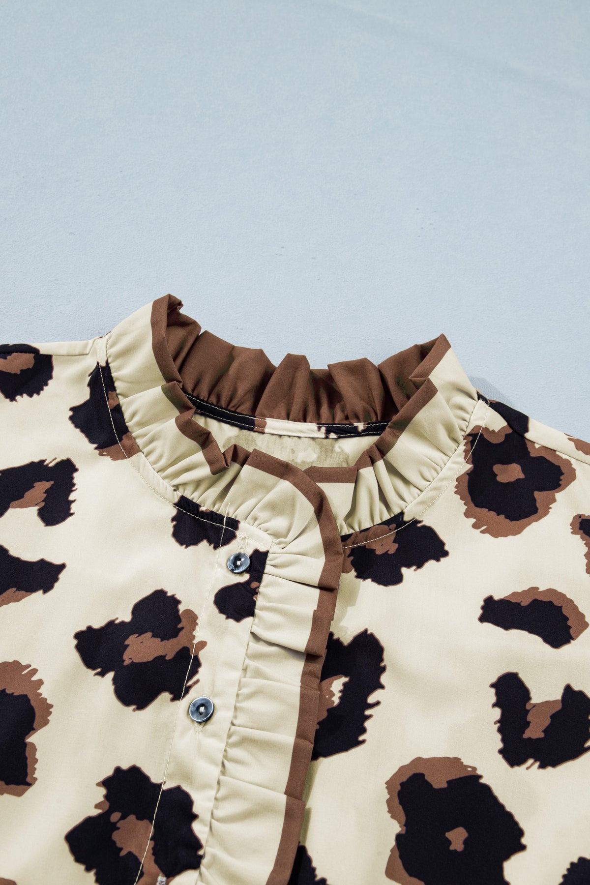 Khaki Plus Size Leopard Print Blouse