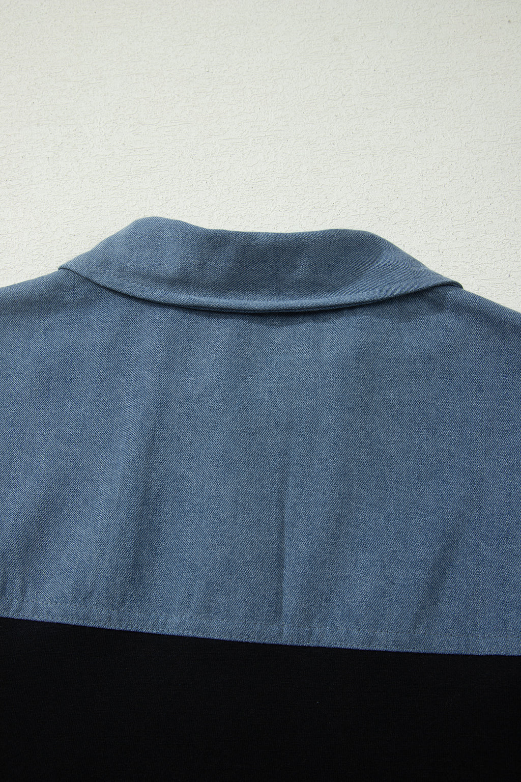 Denim Polo Collar Short Sleeve Top
