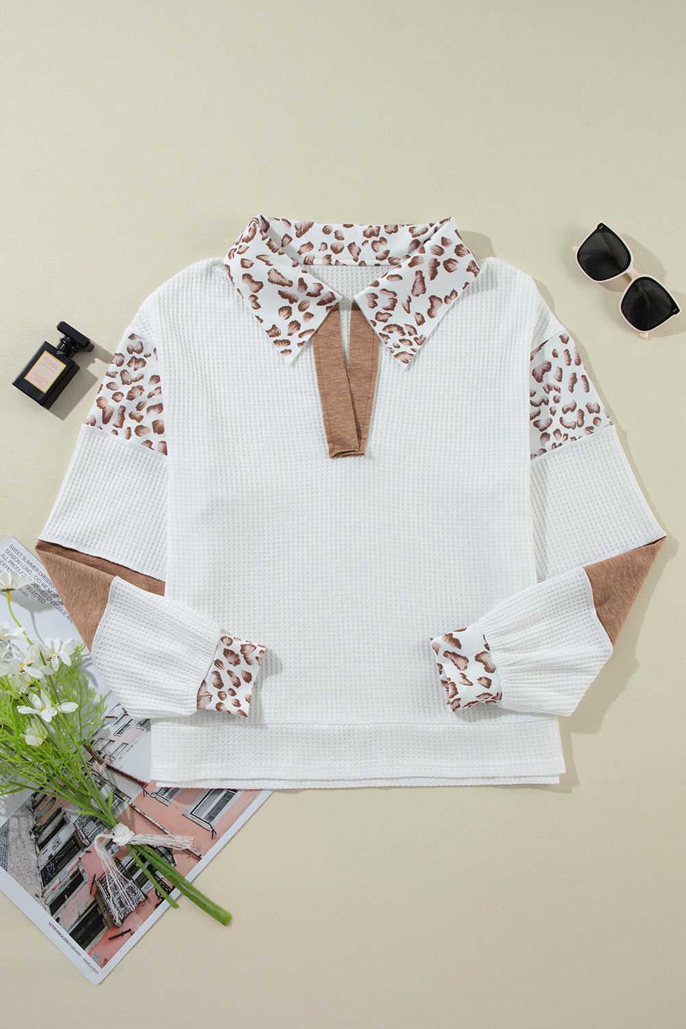 White Leopard Patchwork Top