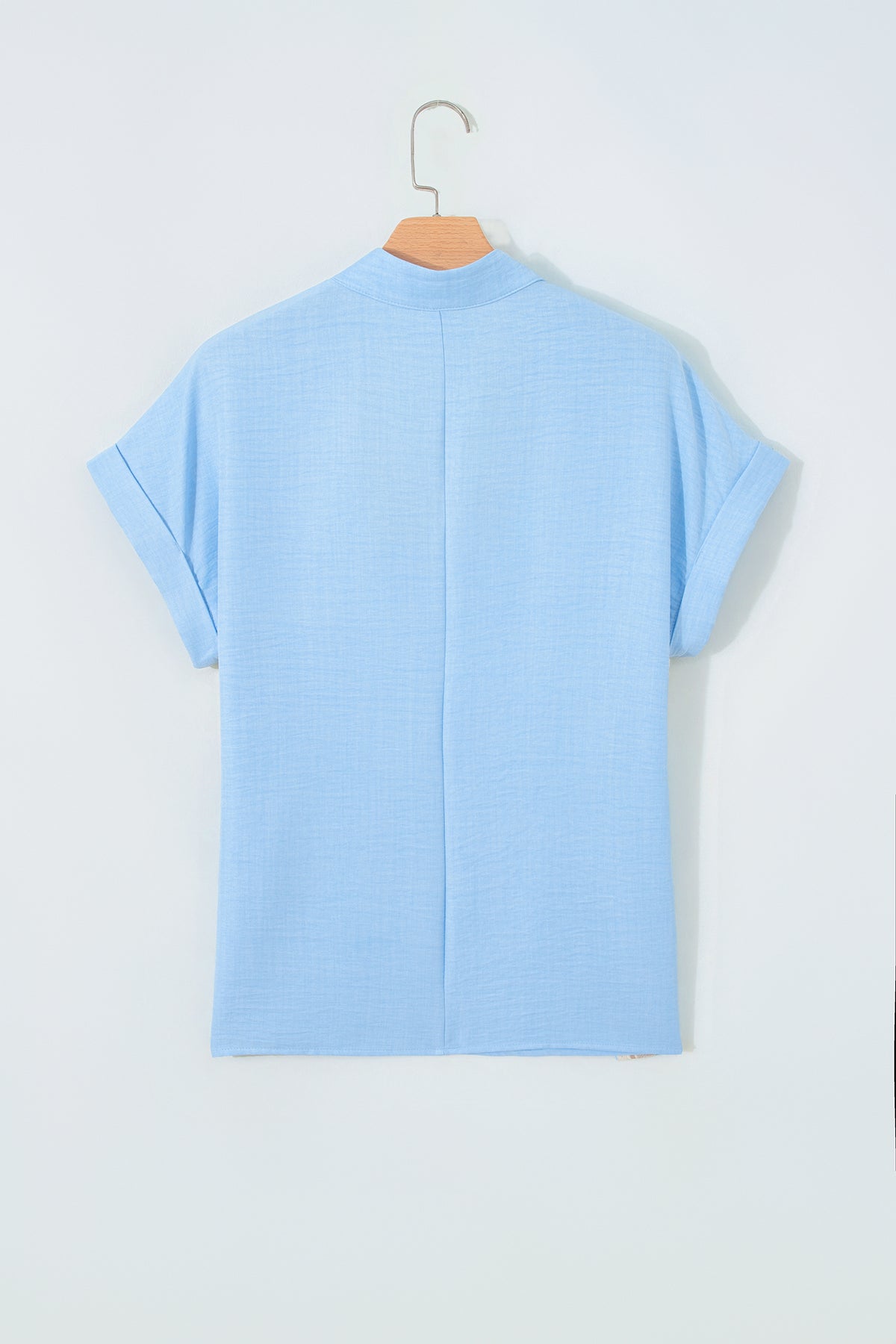 Blue Crochet Lace Accent Pullover Blouse